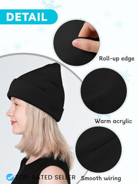 Winter Beanie Double Layer Warm Knit Cuffed Skull Cap Casual Unisex Hat main image 4